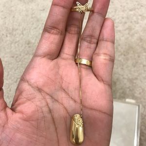 14k stamped butterfly ring w/gold nail